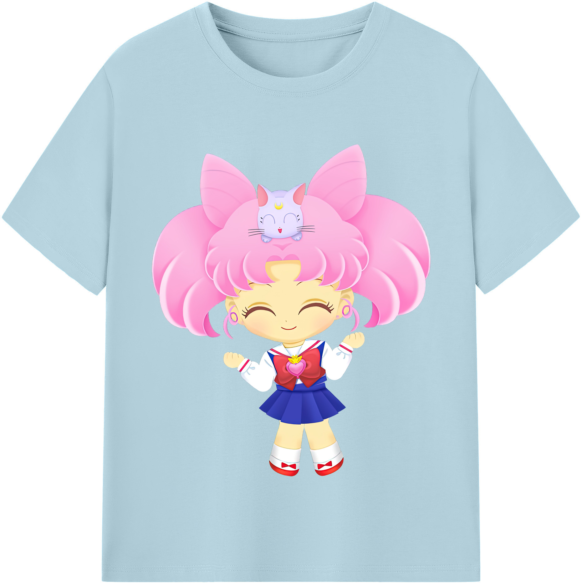 （画像用） 美少女戦士セーラームーン ちびうさ Sailor Moon Chibiusa Tsukino Usagi Small Lady Serenity 綿100％半袖Tシャツ（フロントプリント）